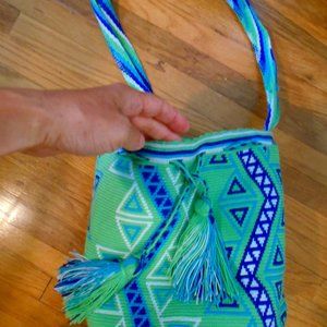 Ethnic Pochette crossbody blue green